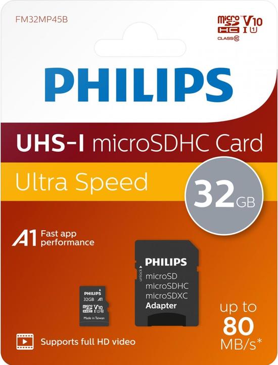 Produktbild Philips MicroSDHC 2-Pack 32GB Class 10 UHS-I U1 incl. Adapter (32 GB, microSDHC, U1, UHS-I)
