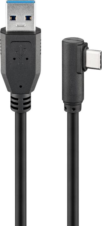 Actual product image Goobay USB-C™ to USB A 3.0 cable 90°, black, 1 m (1 m, USB 3.0, 4.50 W)
