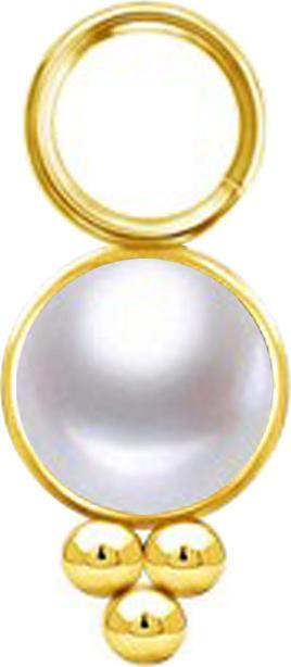 Star Piercing Anhänger vergoldet Perle weiss mit Kugeln (ohne Messing, Chirurgenstahl 316L)