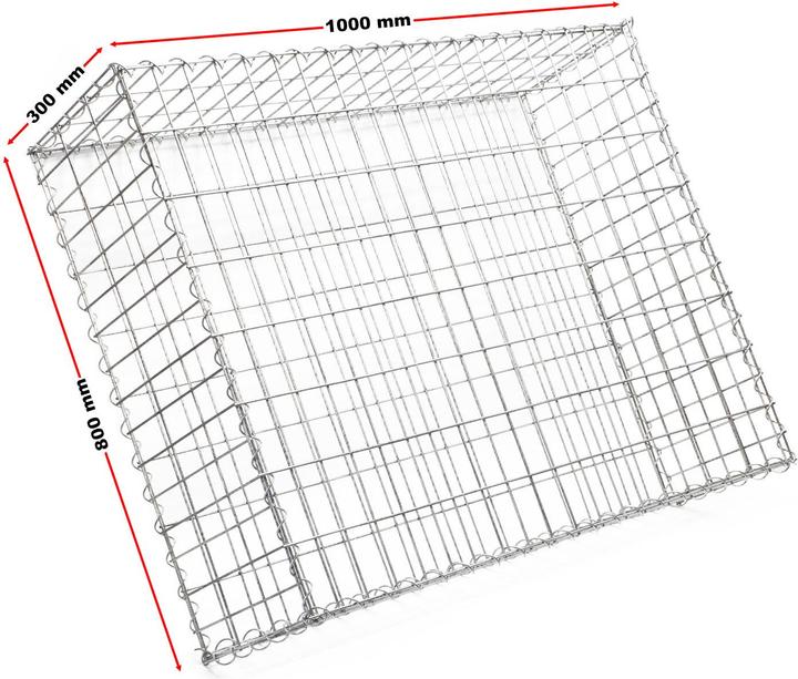 Produktbild Wiltec Gabione 100x80x30cm aus Drahtgitter Gabionenzaun Gabionenwand Steinkorb