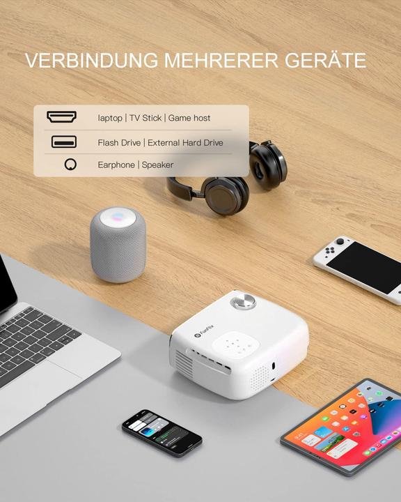 Actual product image FunFlix Projector, 2.4G&5G WiFi Bluetooth Projector