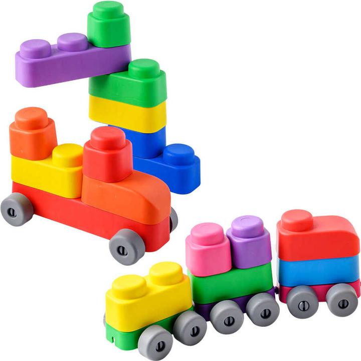 Montessori Giocattoli, giocattoli educativi, blocchi morbidi e ruote - 21 blocchi e 16 ruote