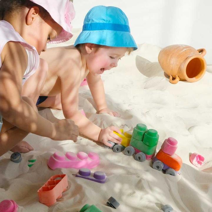 Image du produit Montessori Jouets, Jouets éducatifs, Blocs souples et roues - 25 blocs et 16 roues