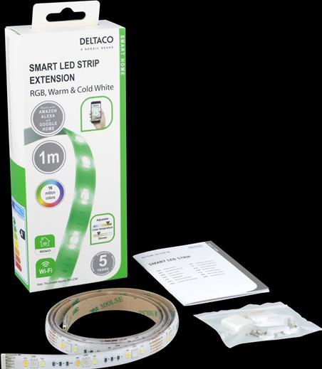 Produktbild Deltaco SMART HOME LED strip extension, 1m, RGB, 2700K-6500K, 6 contacts, suitable for SH-LS3M, whit (Mehrfarbig, 300 cm, Indoor, Outdoor)