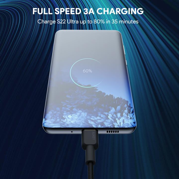 Image du produit Aukey Câble USB-C - USB-C, PD 60W, 1.8 m (1.80 m, USB 3.2 Gen 1, 60 W)
