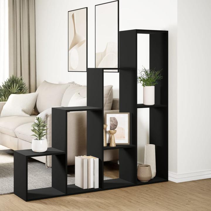 Produktbild VidaXL Raumteiler Bücherregal Standregal Treppenregal Regal 4 Stufen Schwarz (29 x 143.5 x 143.5 cm)