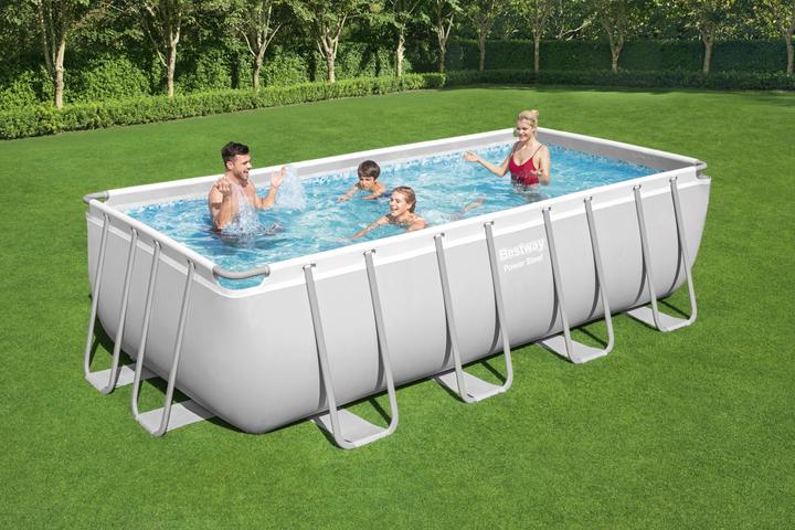 Produktbild Bestway Pool Power Steel KomplettSet eckig gra (488 x 244 x 122 cm)