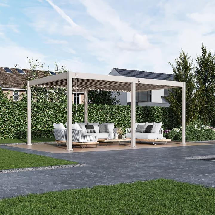 Image du produit Weide Pergola Deluxe Plus | Voll Aluminium freistehend | 3.6x5.3m | Lamellendach Ivory Sand (360 cm, 530 cm)