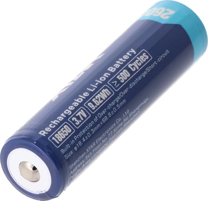 Actual product image Xtar 18650 2600mAh 3,6V - 3,7V Li-Ion-Akku geschützt mit Kopf, Abmessungen 69,50x18,4mm (18650, 2600 mAh)