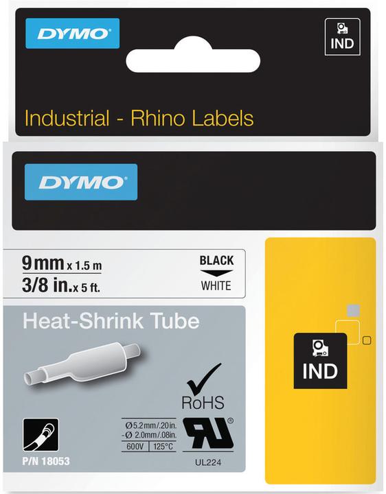 Immagine prodotto Dymo Rhino 18053 Schrumpfschlauch (0.90 cm, Nero, Bianco)