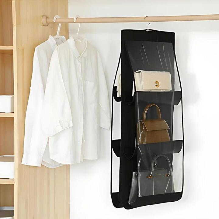 Produktbild Hermex Handtaschen Organizer Hängende Aufbewahrungstasche 6 Fächer Schwarz
