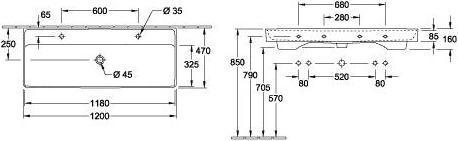 Immagine prodotto Villeroy & Boch Lavabo doppio Collaro 120 cm x 47 cm bianco 4A33C401 (470 mm, 1200 mm)