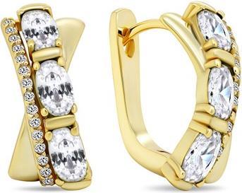 Brilio Silver - Distinctive gold-plated earrings with clear zircons EA458Y