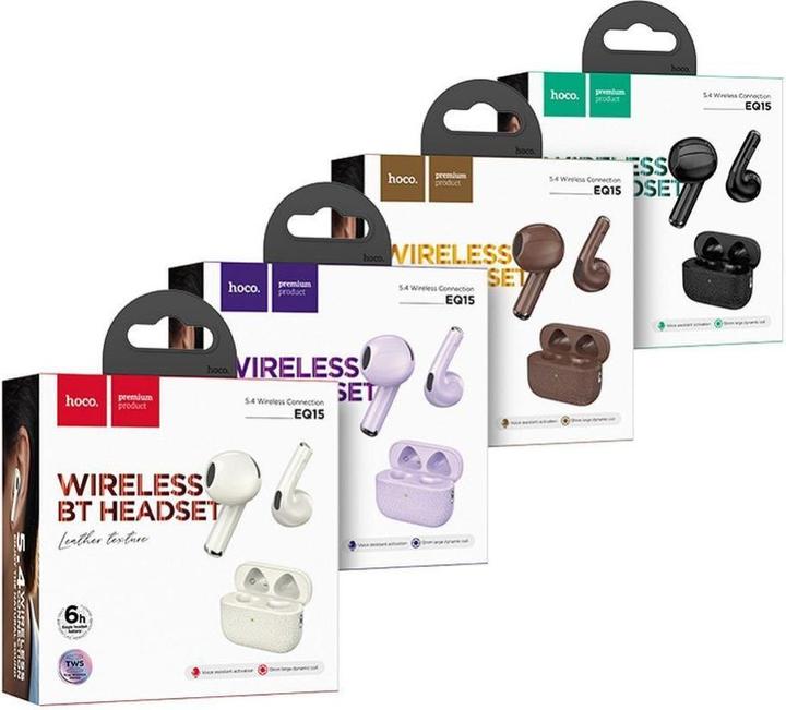 Image du produit Hoco Wireless headphones wireless earphones bluetooth TWS EQ15 brown (6 h, Sans fil)