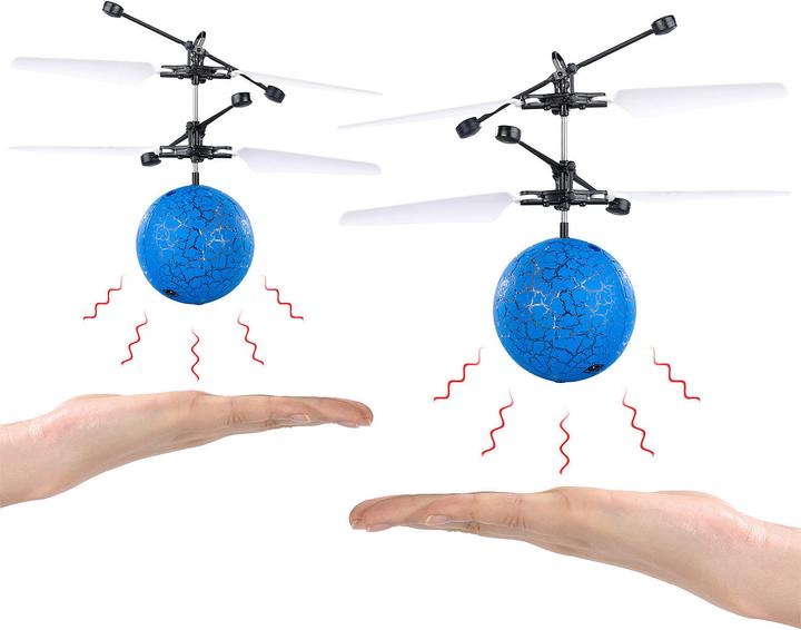 Produktbild Simulus 2er-Set Selbstfliegende Hubschrauber-Bälle mit bunter LED-Beleuchtung