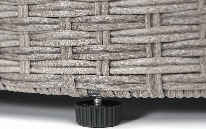 Produktbild Swisshandel24 Poly-Rattan Garnitur rund HWC-E17, Garten-Set Sitzgruppe - grau, Polster dunkelgrau, Kissen beige