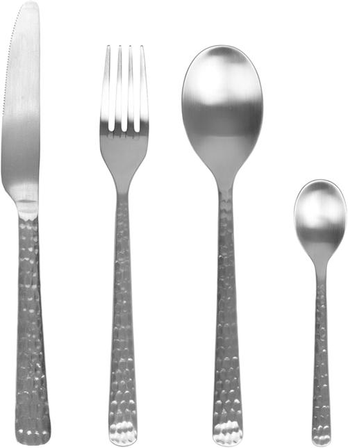 Image du produit Broste Copenhagen Cutlery set Hune, 16 pc - Acier inoxydable - Brushed satin martelé (1 pièce(s), Set de couverts)