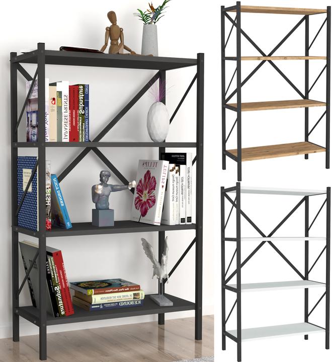 Image du produit VCM Bois Métal Rangement Étagère sur pied Bibliothèque Déco Livres Étagère sur pied Insasi 4 (66 x 34 x 121 cm)