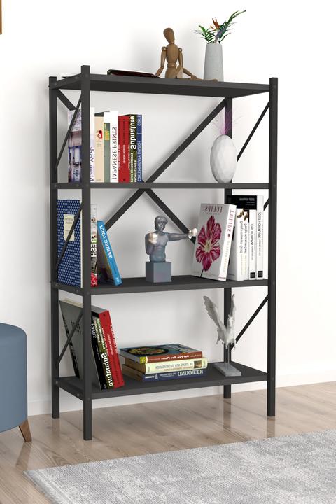 Image du produit VCM Bois Métal Rangement Étagère sur pied Bibliothèque Déco Livres Étagère sur pied Insasi 4 (66 x 34 x 121 cm)