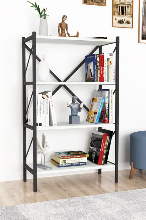 Image du produit VCM Bois Métal Rangement Étagère sur pied Bibliothèque Déco Livres Étagère sur pied Insasi 4 (66 x 34 x 121 cm)