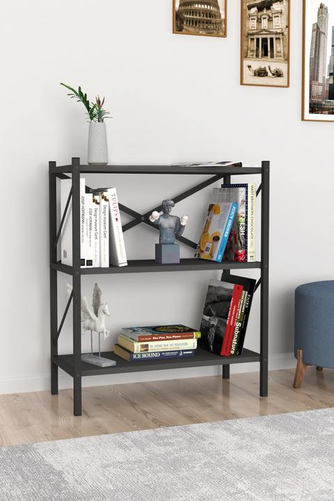 Immagine prodotto VCM Legno Metallo Scaffale Portaoggetti Libreria Libri Decorativi Scaffale Portaoggetti Insasi 2 (66 x 34 x 85 cm)