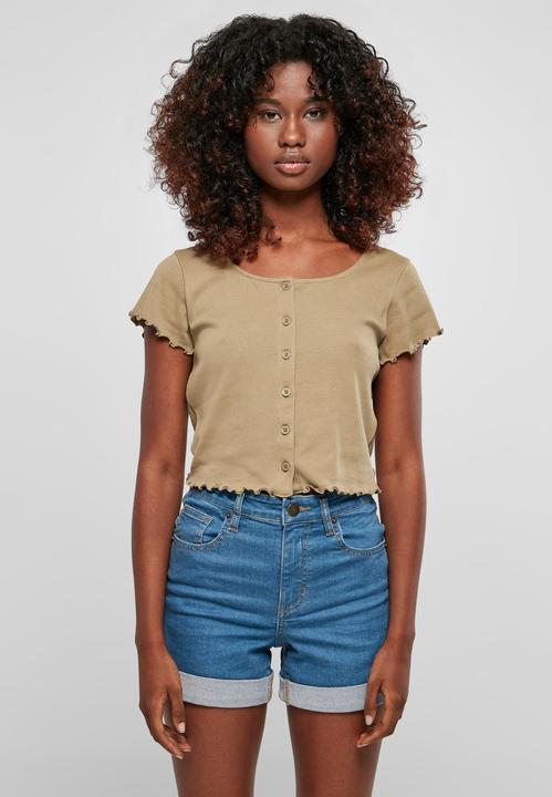 Produktbild Urban Classics Ladies Cropped Button Up Rib Tee - 12114 (5XL)