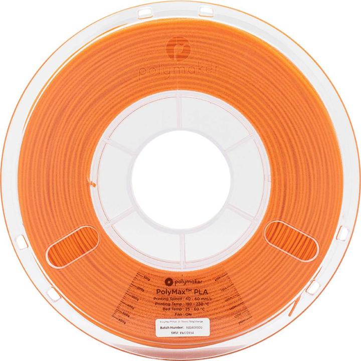 Image du produit Polymaker PA06018 PolyMAX Tough Filament Tough PLA haute rigidité, haute résistance à la traction (Bien que le PLA, 2.85 mm, 750 g, Orange)