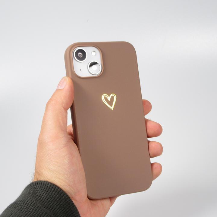 Produktbild PhoneLook Hülle Silikon matt Herzdesign gold (Apple iPhone 16)