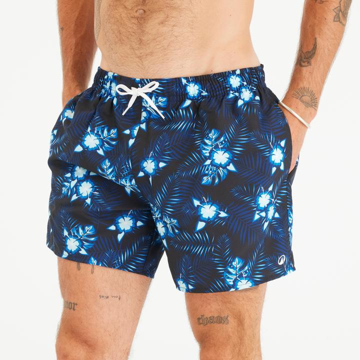 Olaian Men’s Swim Shorts Surf 100 15" Short - Hibiscus Black