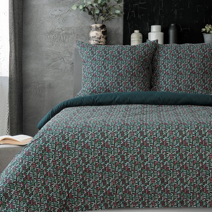Productafbeelding Eurofirany Beddengoed 160x200 cm in katoen macosatijn donkergroen, bordeaux Esprit (Dekbedovertrek, 160x200 cm)