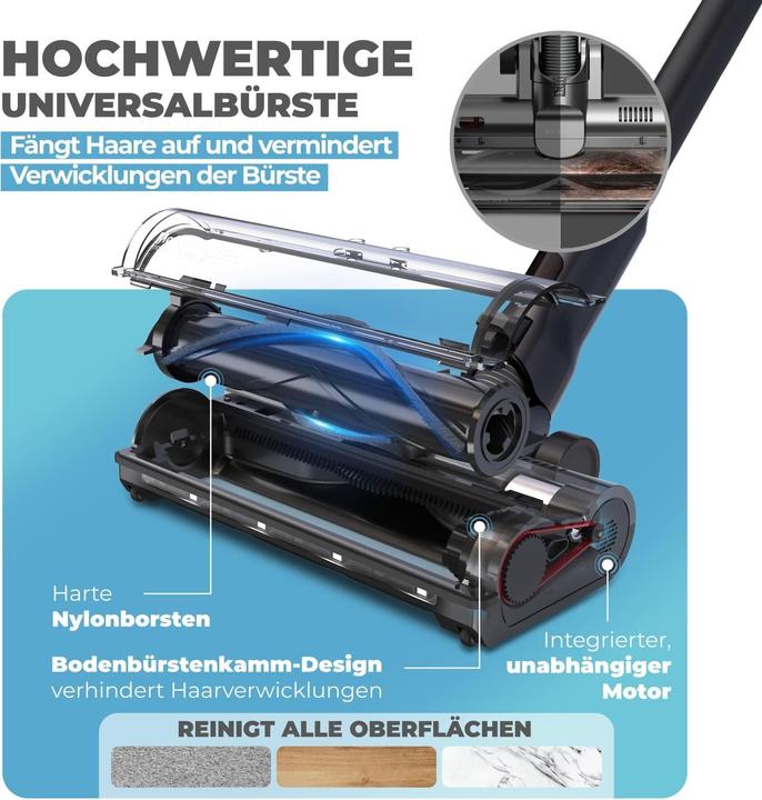 Actual product image KLAMER Akku-Staubsauger, 500 Watt Kabelloser Staubsauger, Flexibler Akku Handstaubsauger mit ve…
