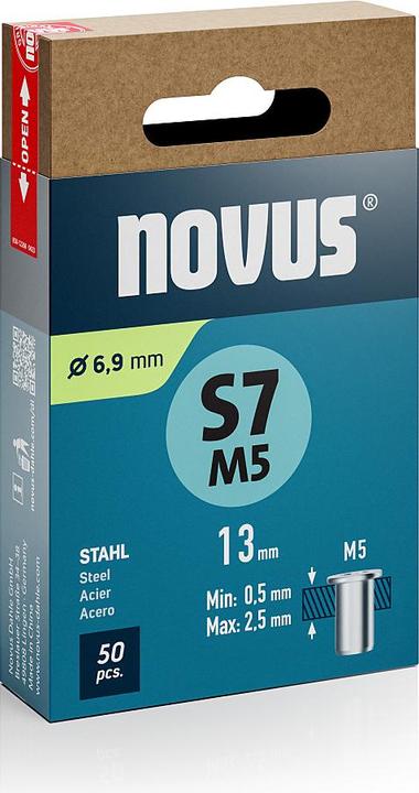 Produktbild Novus Nietmutter S7 M5, L: 11.5 mm Stahl