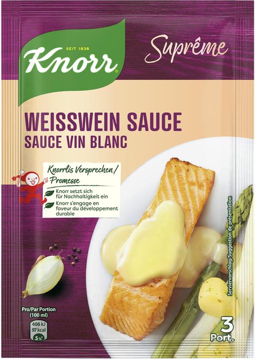 Produktbild Knorr Suprême Weisswein Zitronen Sauce Beutel, Fertigsauce für Fleisch und Gemüse (35 g)