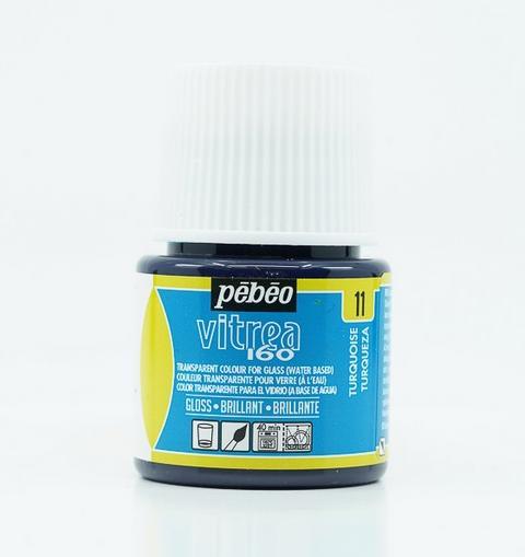 Actual product image Pebeo Vitrea 160 Glossy Turquoise (Turquoise blue, 45 ml)