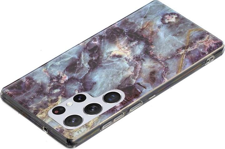 Produktbild Cover-Discount Galaxy S22 Ultra - Silikon Gummi Hülle Cyan Marble (Samsung Galaxy S22 Ultra)