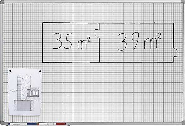 Produktbild eurokraft basic Rastertafel, weiss lackiert, BxH 900x600 mm, Raster 10x10 / 50x50 mm (900 x 600 mm)