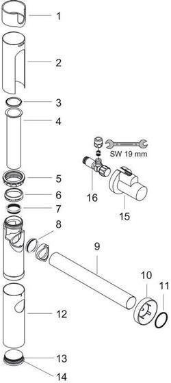 hansgrohe Siphon Set Flowstar mit 2 Eckventilen und Schubern 52120000 (Siphon-Montagematerial, 1 1/4")