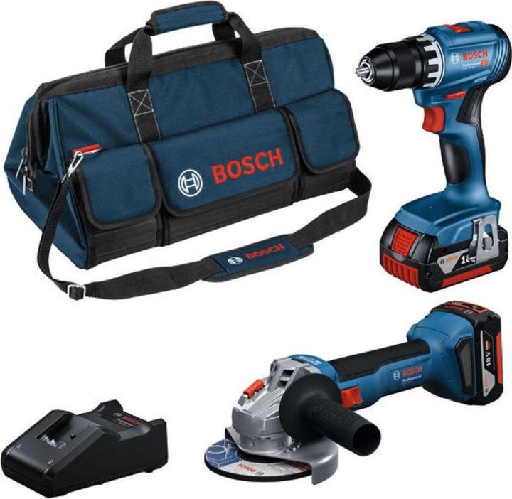 Actual product image Bosch Professional 2-Tool Set GSR 18V-45 / GWS 18V-8 / 2x Akku GBA 18V 4.0Ah inkl. Tasche