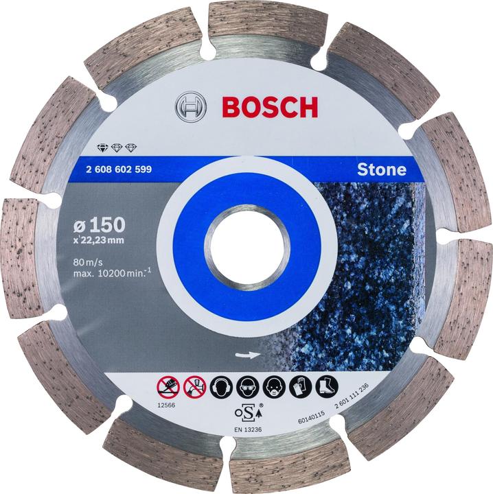 Produktbild Bosch Professional Zubehör Diamanttrennscheibe Standard for Stone, 150 x 22,23 x 2 x 10 mm