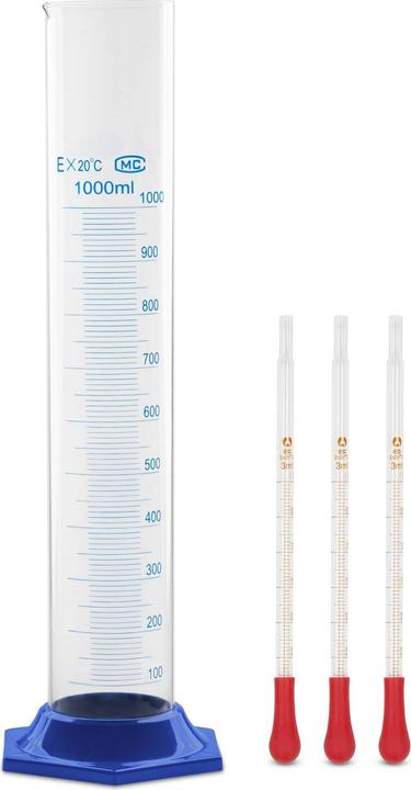 Nährwerte und Zutaten Steinberg Messzylinder + 3 Pipetten 1000 ml bis 160 °C Borosilikatglas Laborzylinder