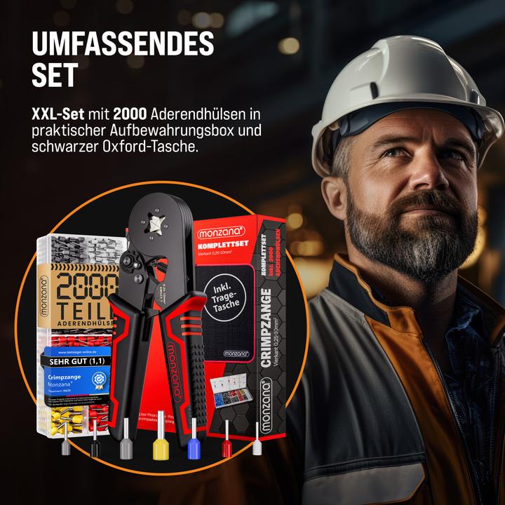 Produktbild Monzana Crimpzange + Aderendhülsen Set (55 mm)