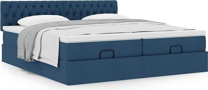 Produktbild VidaXL Ottoman-Bett mit Matratzen Blau 200x200 cm Stoff Bettrahmen (200 x 200 cm)