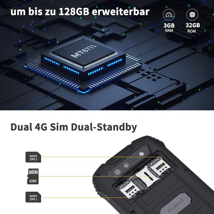 Actual product image Cubot Kingkong Mini 2 (32 GB, Black, Red, 4", Dual SIM, 13 Mpx, 4G)