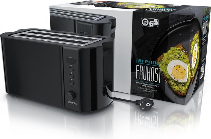 Actual product image Arendo Toaster Langschlitz Edelstahl 4 Scheiben, Brötchenaufsatz, Display mit Restzeitanzeige, Doppelwand
