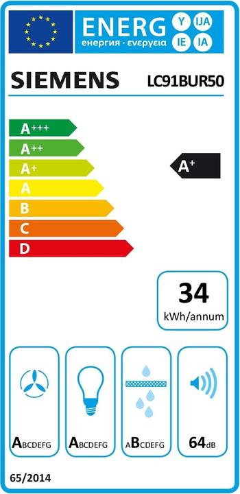 Energie-Label Siemens LC91BUR50 (Inselhaube)