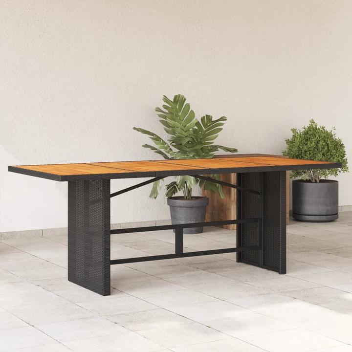 Produktbild VidaXL Gartentisch Esstisch Terrassentisch mit Holzplatte Schwarz Poly Rattan (80 cm)