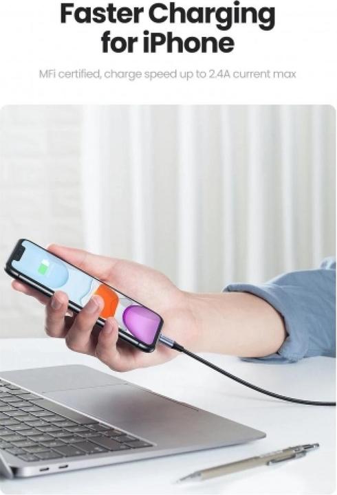 Produktbild Ugreen Lightning USB Nylon Alu MFi (2 m, USB 2.0)