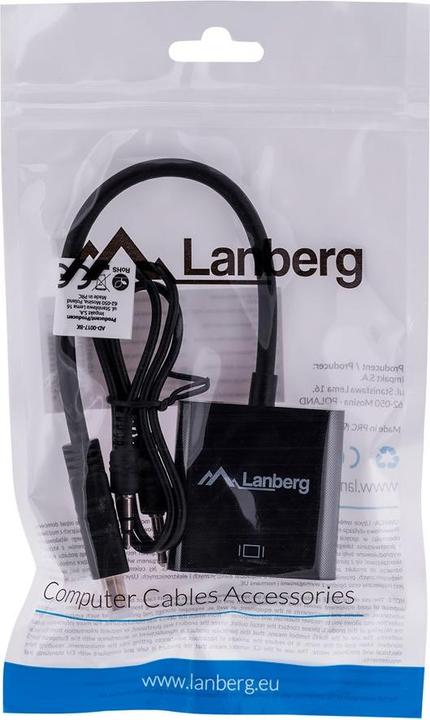 Immagine prodotto Lanberg AD-0017-BK Cavo video adattatore HDMI-A VGA (HDMI, VGA, 20 cm)