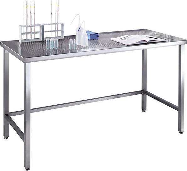 Produktbild kaiserkraft Edelstahl-Reinraumtisch mit gelochter Arbeitsplatte (100 cm, 80 cm)