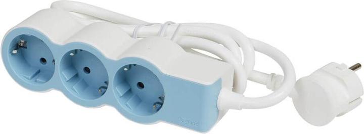 Actual product image Legrand Flat multiple socket outlet 3x socket outlet, 1.5 metre cable Soft Blue 694551 (3 x, CEE7)